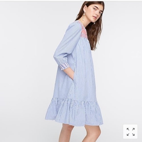 J. Crew Embroidered popover cotton dress with ruffle hem Size S - Picture 4 of 11